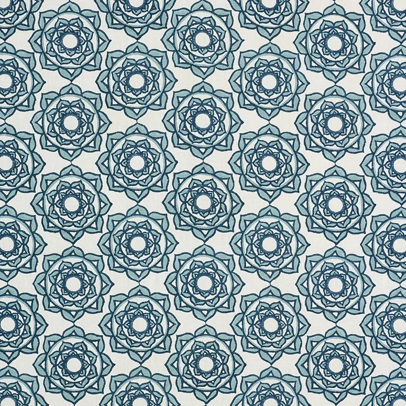 Rose Hand Block Print fabric BLUE color by Schumacher