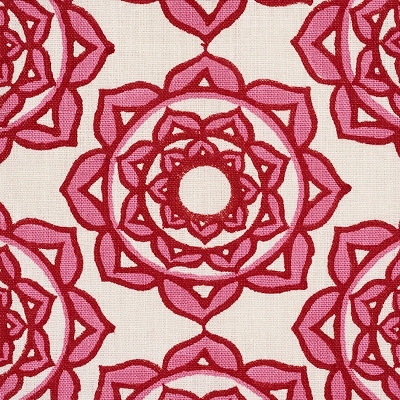 Rose Hand Block Print Fabric – PINK | Schumacher | Wallpaper Rose Hand Block Print fabric PINK color by Schumacher