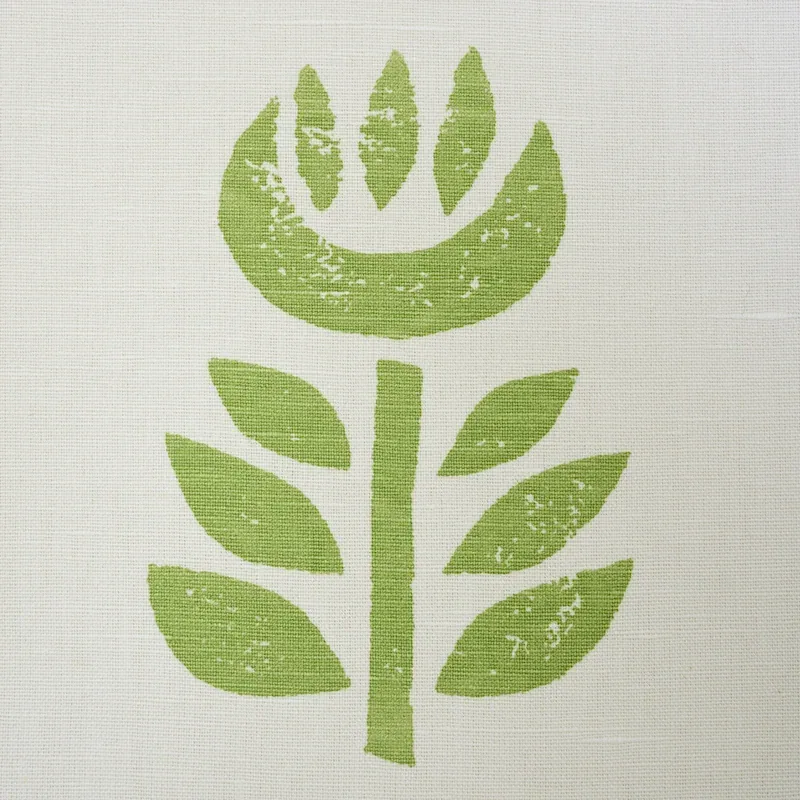 ROSENBORG HAND PRINT fabric GREEN color by Schumacher
