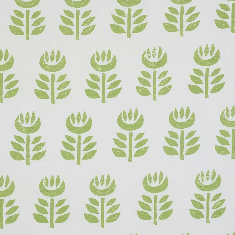 ROSENBORG HAND PRINT fabric GREEN color by Schumacher