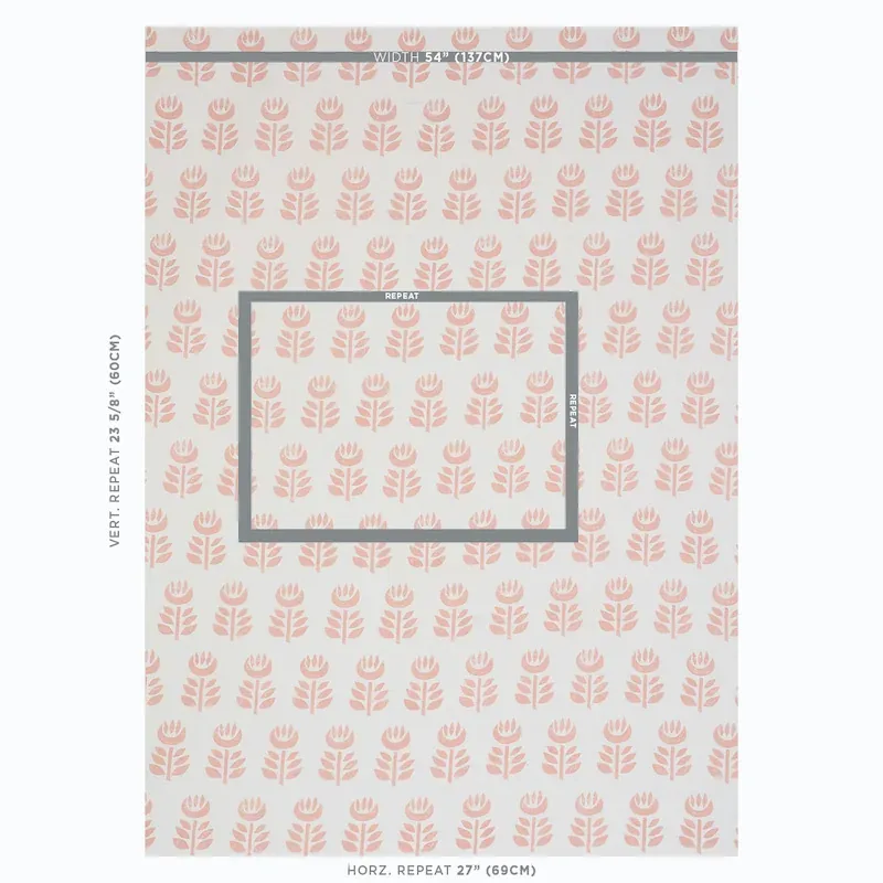 ROSENBORG HAND PRINT Fabric – PINK | Schumacher | Wallpaper ROSENBORG HAND PRINT fabric PINK color by Schumacher