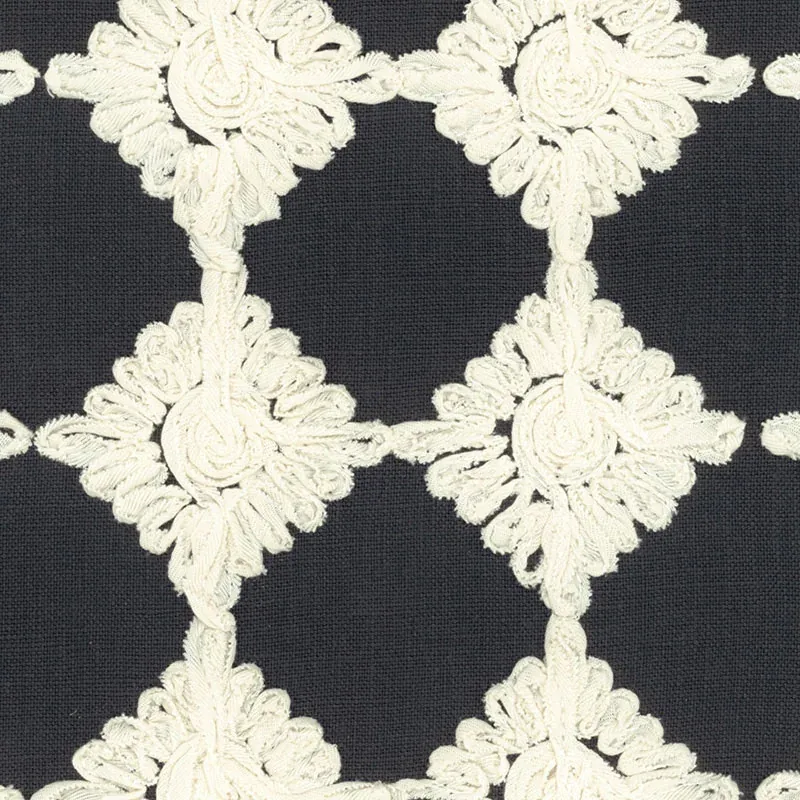 ROSETTE EMBROIDERY fabric CHARCOAL color by Schumacher