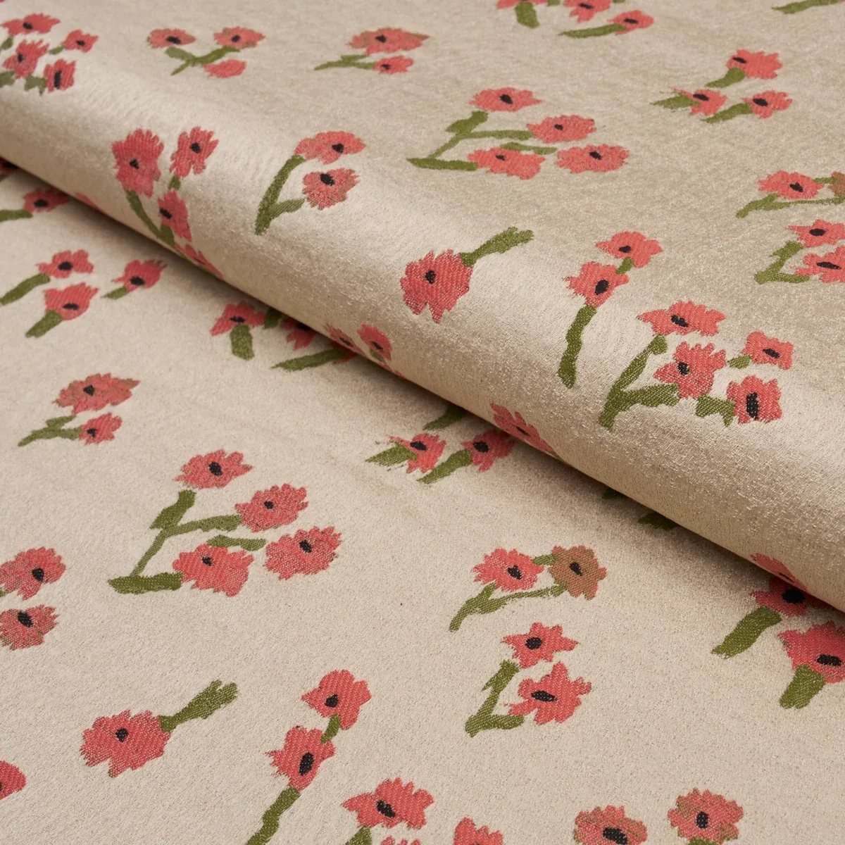 ROSIE POSY WOVEN Fabric – RED | Schumacher | Wallpaper Twins ROSIE POSY WOVEN fabric RED color by Schumacher