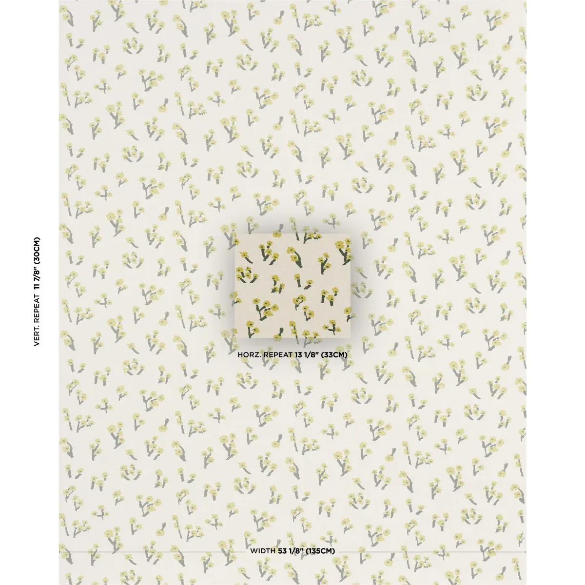 ROSIE POSY Fabric – YELLOW | Schumacher | Wallpaper Twins ROSIE POSY fabric YELLOW color by Schumacher