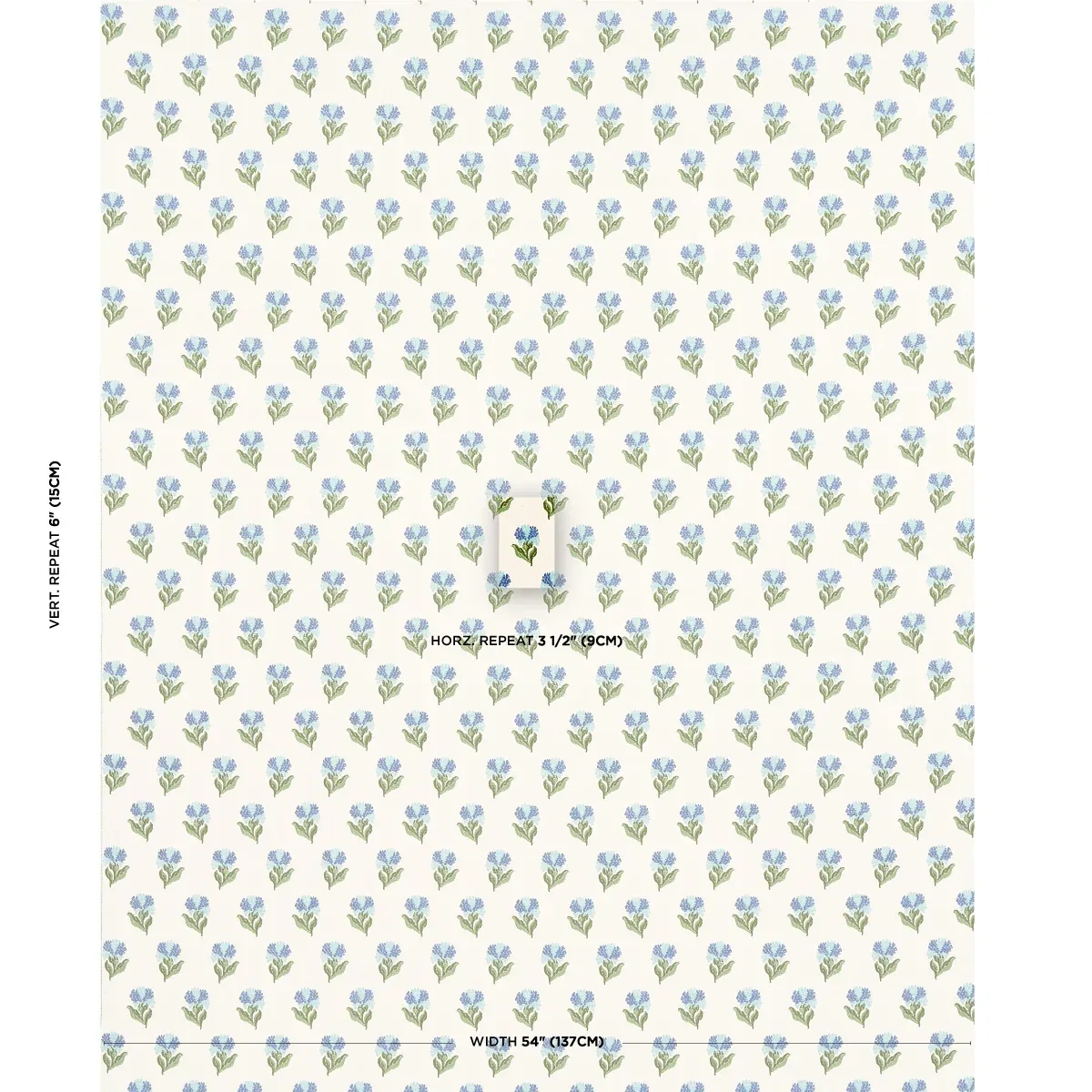 ROSINA FLORAL Fabric – CORNFLOWER | Schumacher | Wallpaper T ROSINA FLORAL fabric CORNFLOWER color by Schumacher