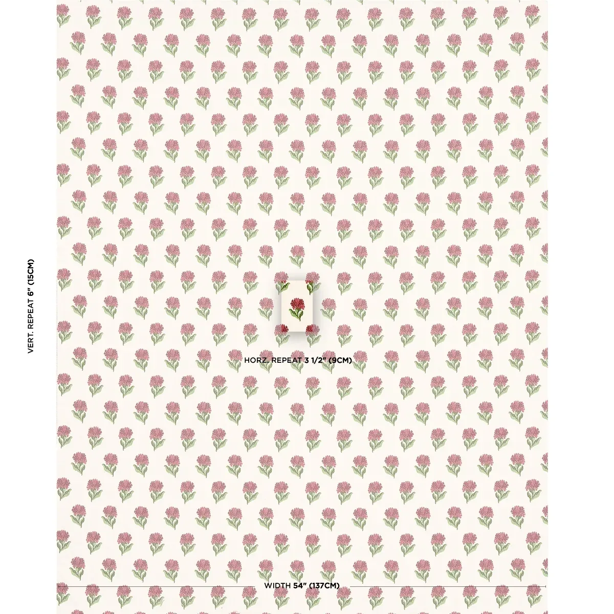 ROSINA FLORAL Fabric – GARNET | Schumacher | Wallpaper Twins ROSINA FLORAL fabric GARNET color by Schumacher