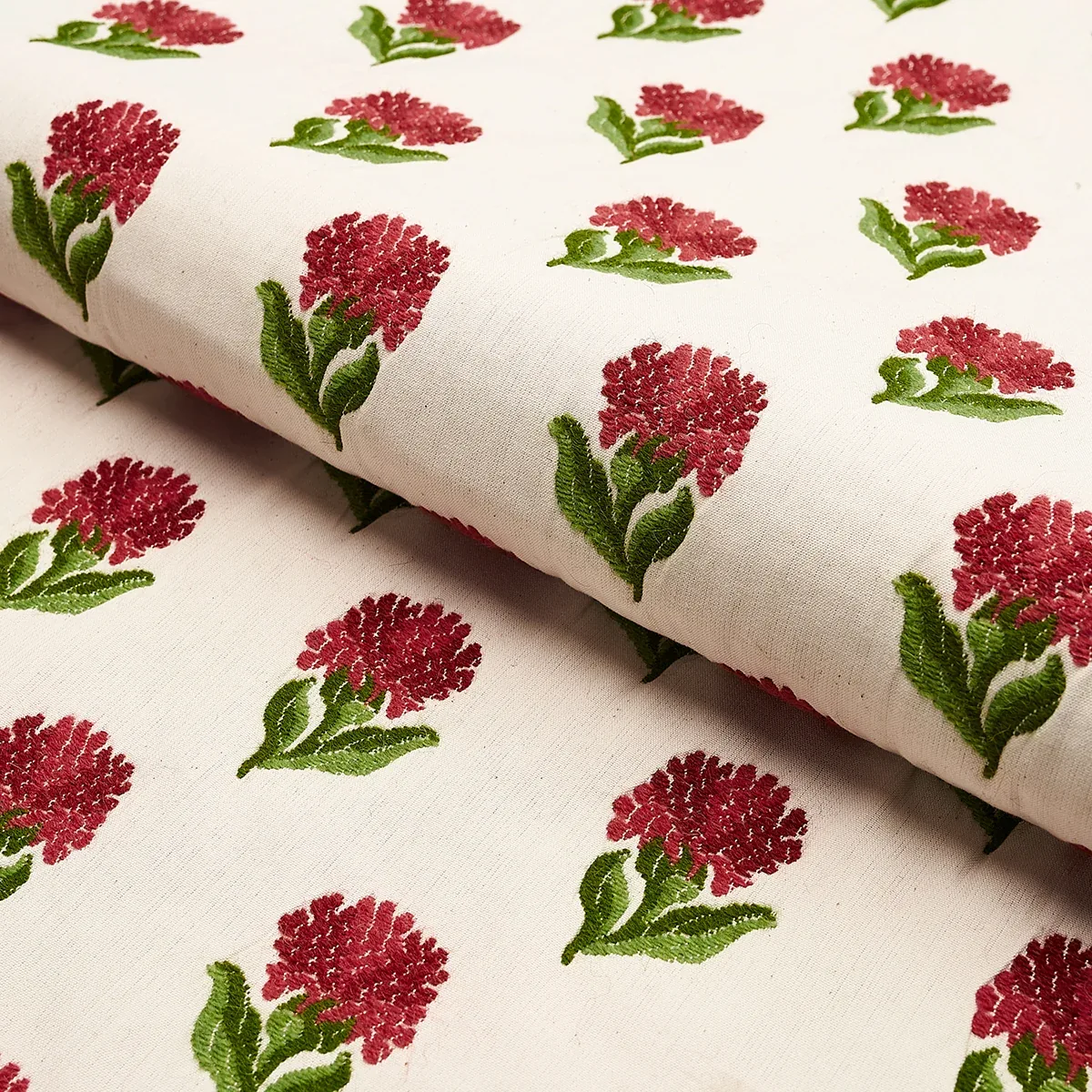 ROSINA FLORAL Fabric – GARNET | Schumacher | Wallpaper Twins ROSINA FLORAL fabric GARNET color by Schumacher