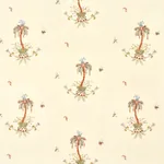 Royal Poinciana Hand Embroidery fabric MULTI ON CREME color by Schumacher