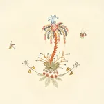 Royal Poinciana Hand Embroidery fabric MULTI ON CREME color by Schumacher