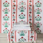 ROYAL POPPY STRIPE fabric RED color by Schumacher