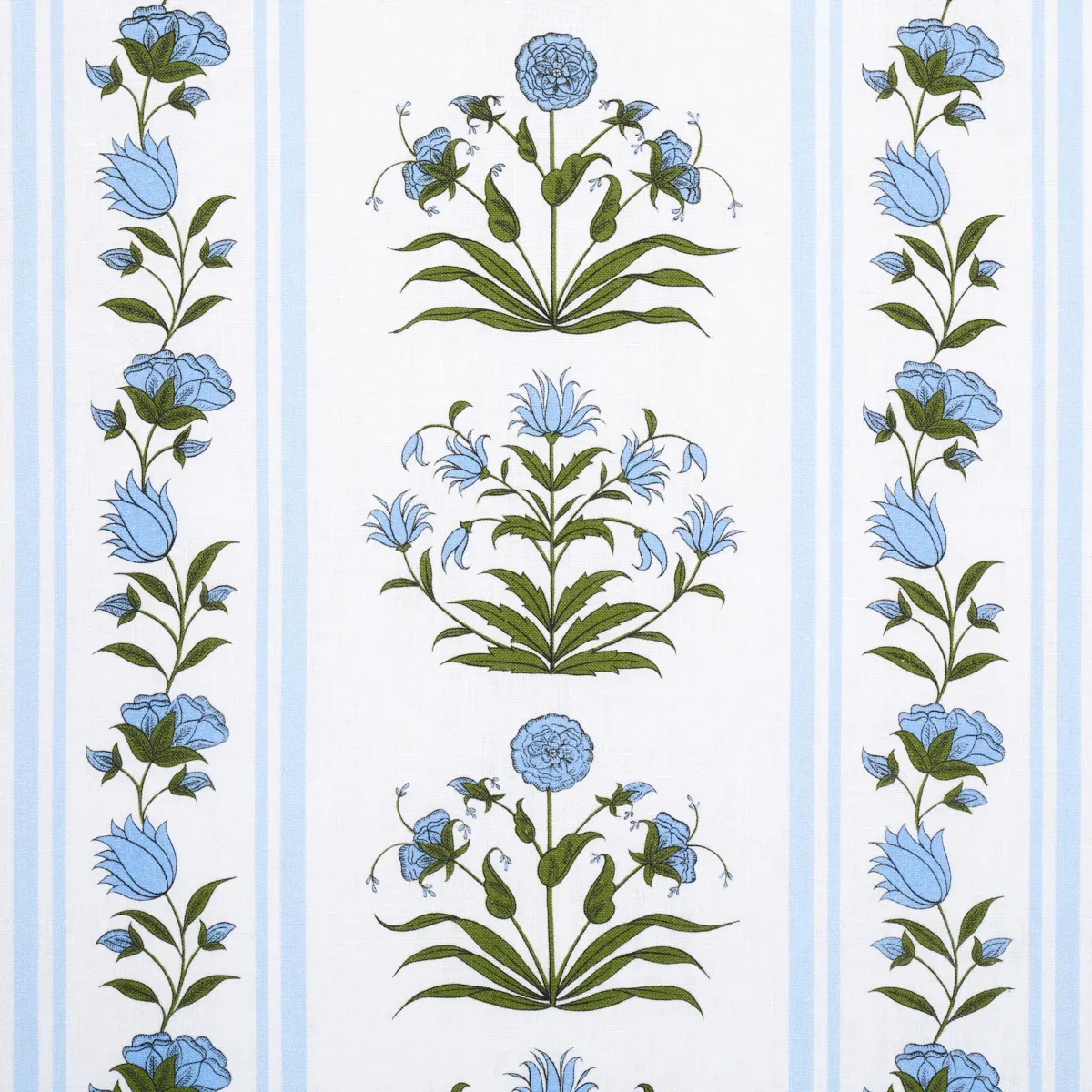 ROYAL POPPY STRIPE fabric SKY color by Schumacher