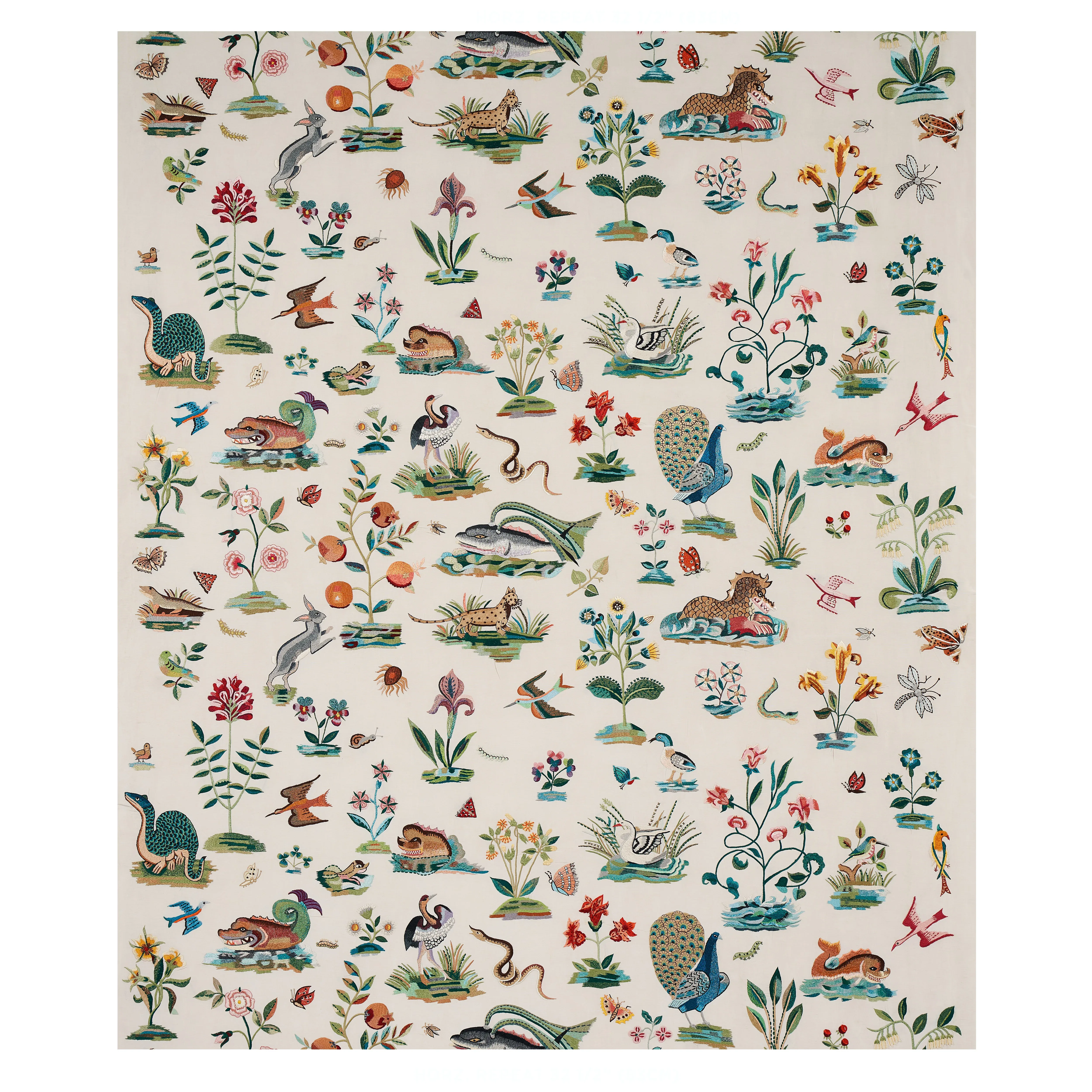 ROYAL SILK EMBROIDERY Fabric – MULTI | Schumacher | Wallpape ROYAL SILK EMBROIDERY fabric MULTI color by Schumacher