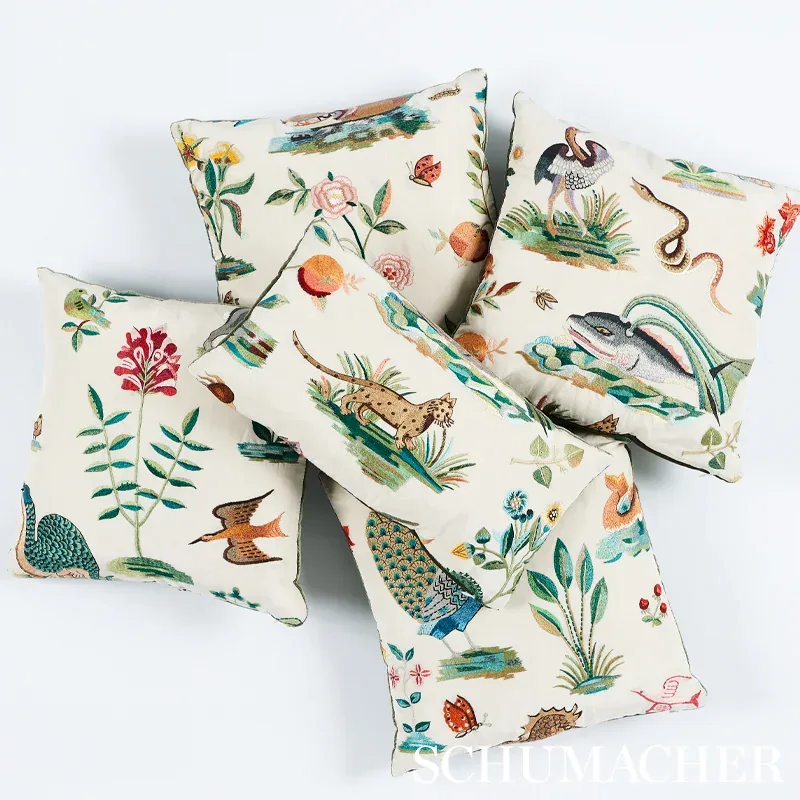 ROYAL SILK EMBROIDERY Fabric – MULTI | Schumacher | Wallpape ROYAL SILK EMBROIDERY fabric MULTI color by Schumacher