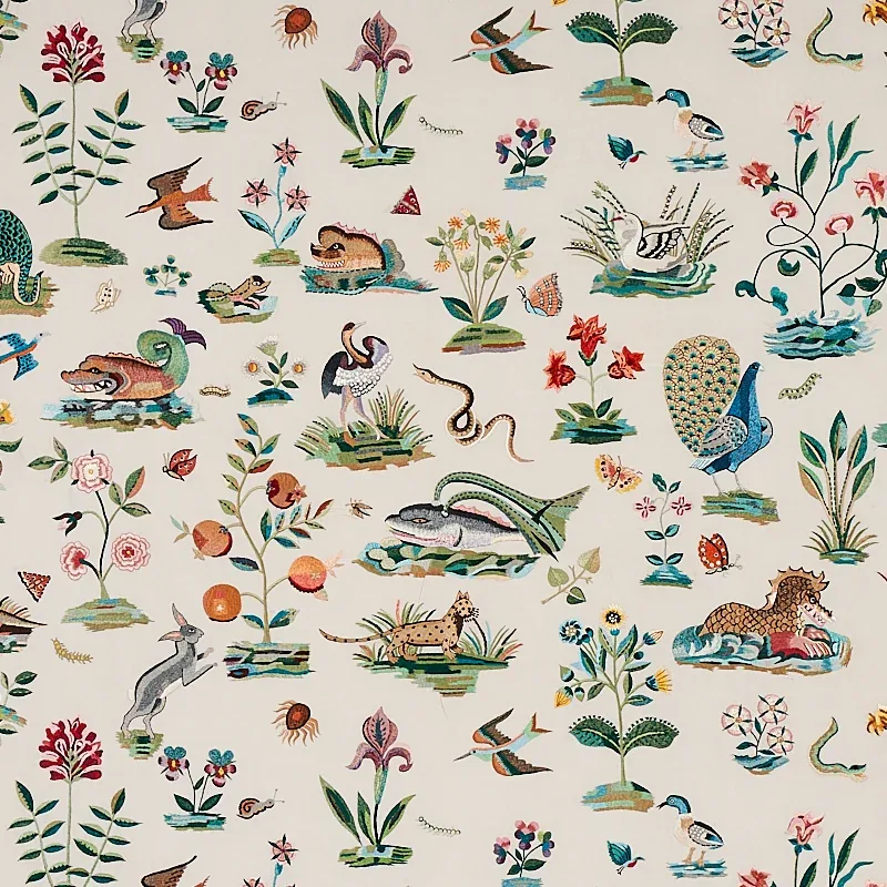 ROYAL SILK EMBROIDERY fabric MULTI color by Schumacher