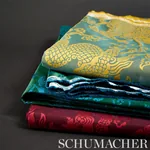 RUAN DRAGON DAMASK fabric EMERALD color by Schumacher