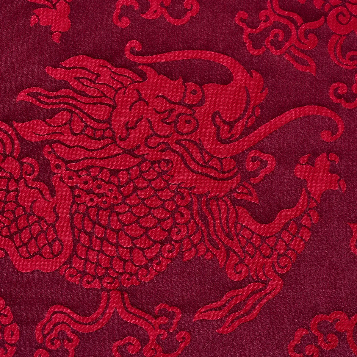 RUAN DRAGON DAMASK Fabric – GARNET | Schumacher | Wallpaper RUAN DRAGON DAMASK fabric GARNET color by Schumacher