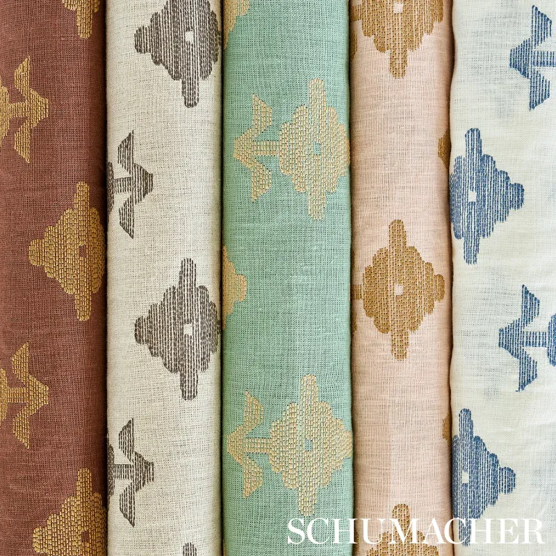 RUBIA EMBROIDERY Fabric – BLUE | Schumacher | Wallpaper Twin RUBIA EMBROIDERY fabric BLUE color by Schumacher