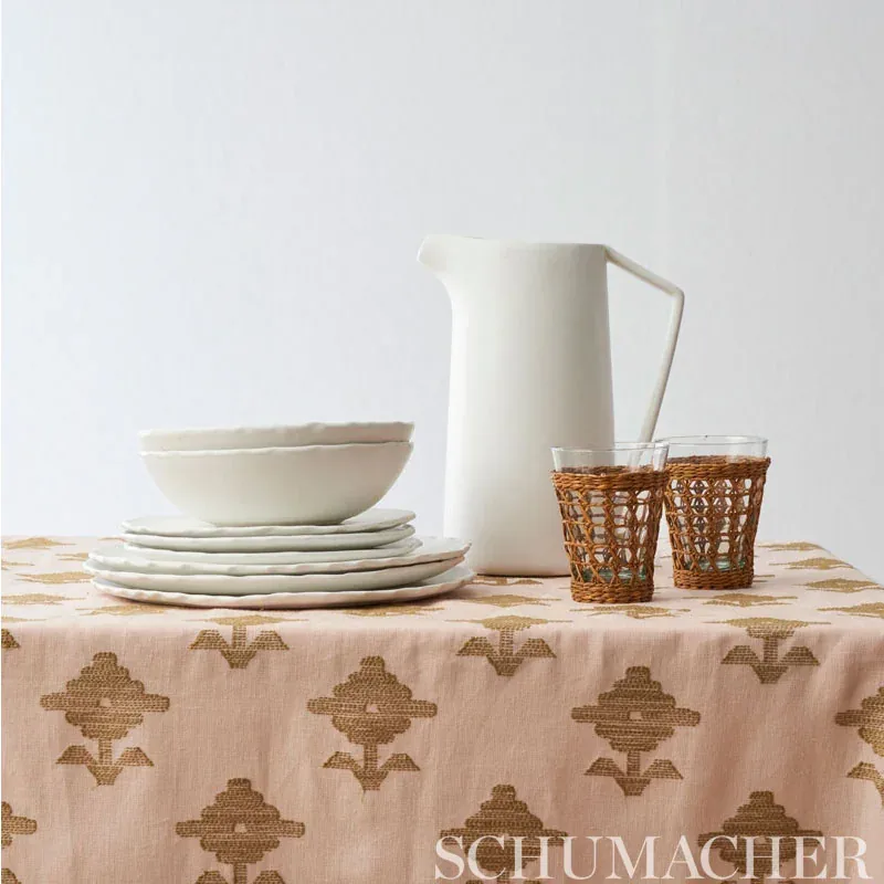 RUBIA EMBROIDERY Fabric – BLUSH | Schumacher | Wallpaper Twi RUBIA EMBROIDERY fabric BLUSH color by Schumacher