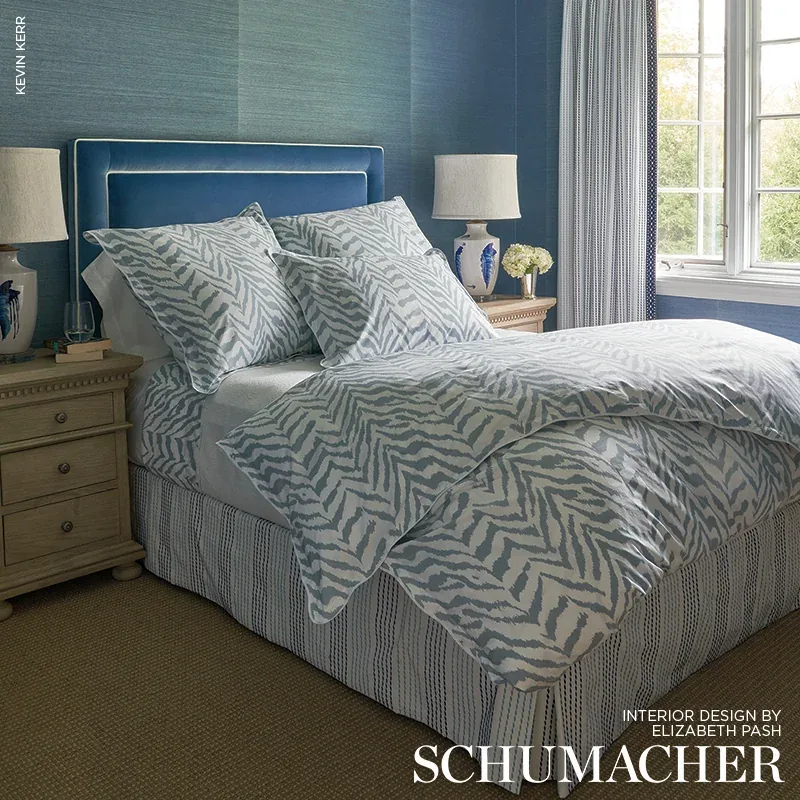 RUNNING STITCH Fabric – BLUES | Schumacher | Wallpaper Twins RUNNING STITCH fabric BLUES color by Schumacher