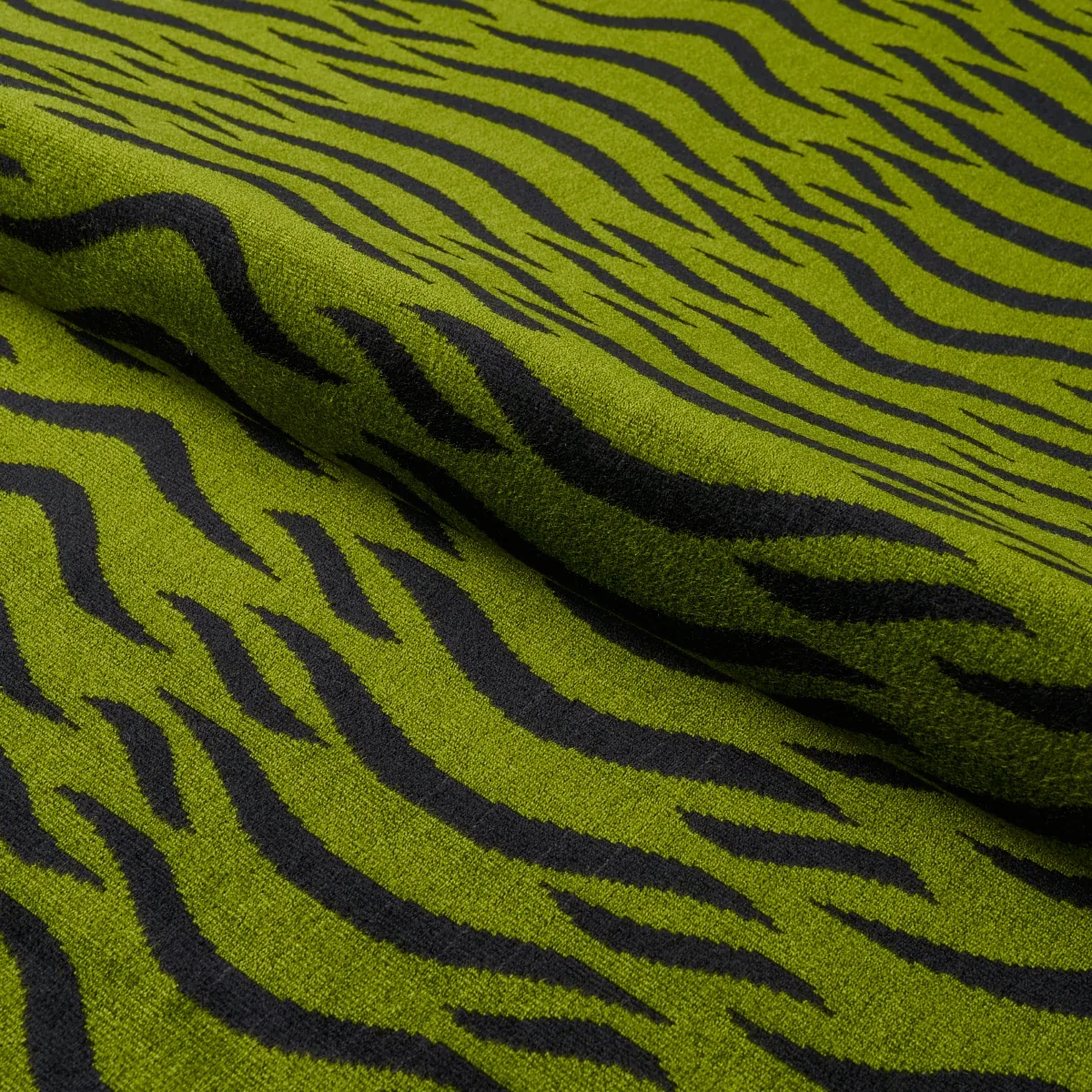 SABI TIGER VELVET Fabric – JUNGLE | Schumacher | Wallpaper T SABI TIGER VELVET fabric JUNGLE color by Schumacher