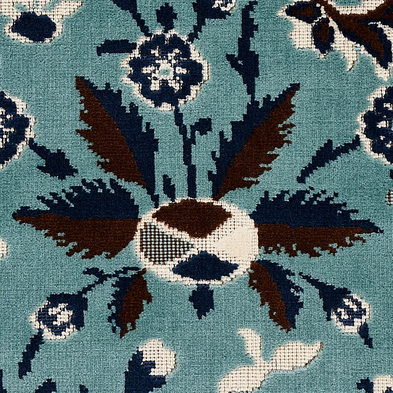 SAINT AMBROSE VELVET Fabric – CADET | Schumacher | Wallpaper SAINT AMBROSE VELVET fabric CADET color by Schumacher