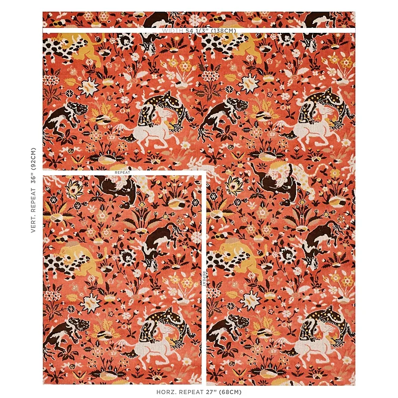 SAINT AMBROSE VELVET Fabric – CORAL | Schumacher | Wallpaper SAINT AMBROSE VELVET fabric CORAL color by Schumacher