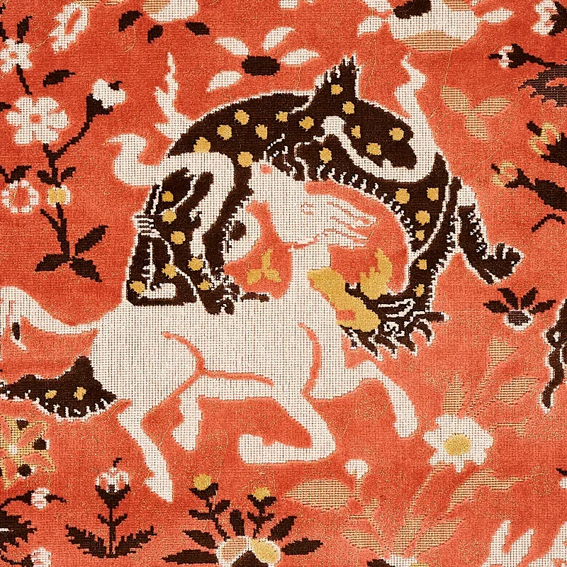 SAINT AMBROSE VELVET Fabric – CORAL | Schumacher | Wallpaper SAINT AMBROSE VELVET fabric CORAL color by Schumacher