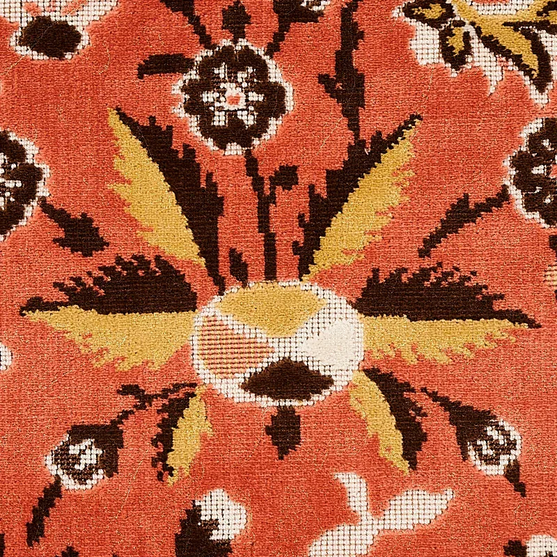 SAINT AMBROSE VELVET Fabric – CORAL | Schumacher | Wallpaper SAINT AMBROSE VELVET fabric CORAL color by Schumacher