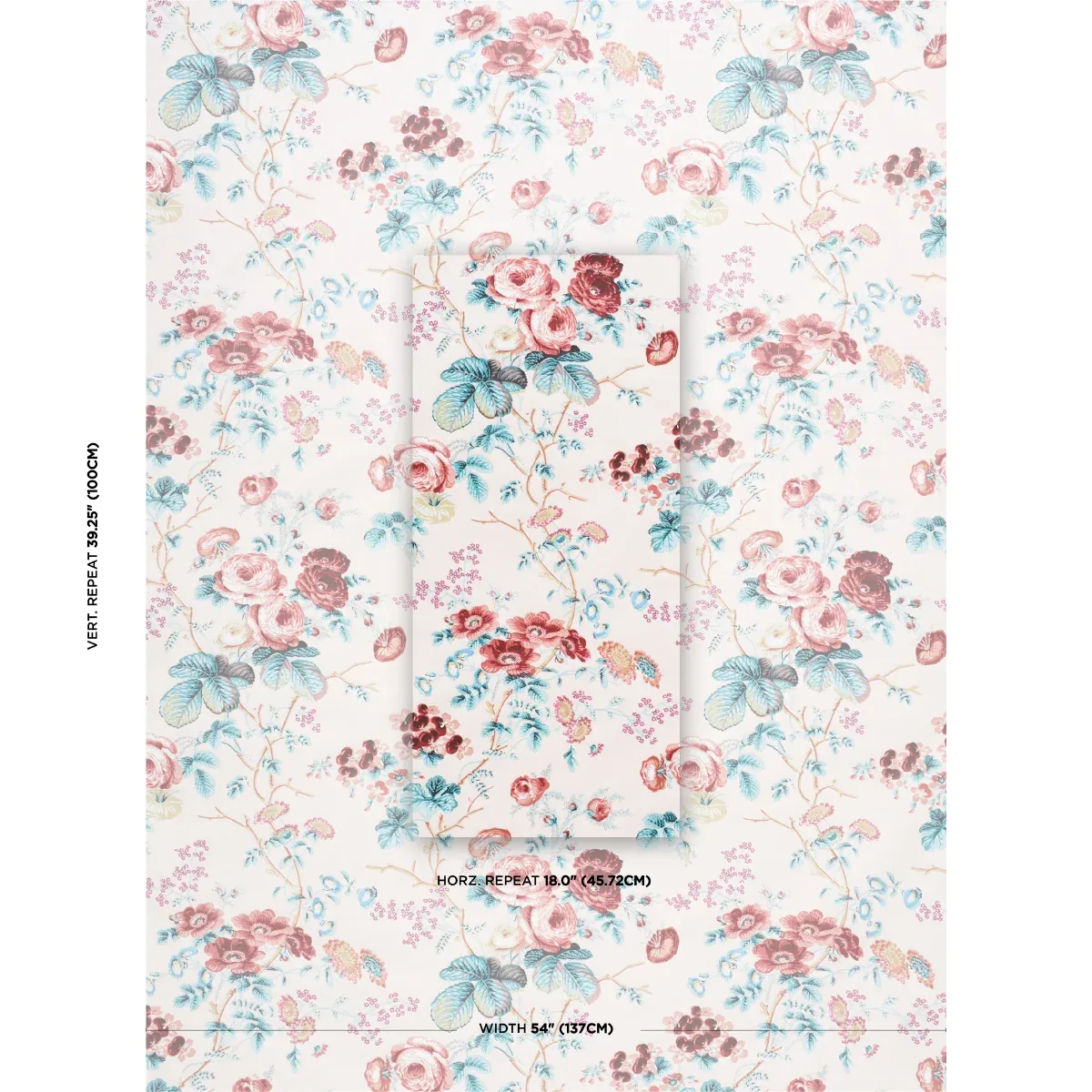 SALISBURY CHINTZ fabric ROSE color by Schumacher