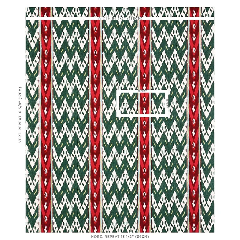 SAMAR IKAT VELVET fabric GREEN color by Schumacher
