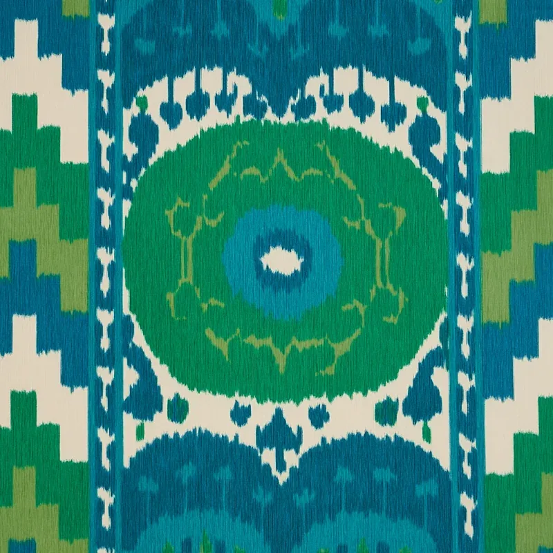 SAMARKAND IKAT II Fabric – EMERALD | Schumacher | Wallpaper SAMARKAND IKAT II fabric EMERALD color by Schumacher
