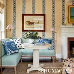 SAMARKAND IKAT II fabric PORCELAIN color by Schumacher