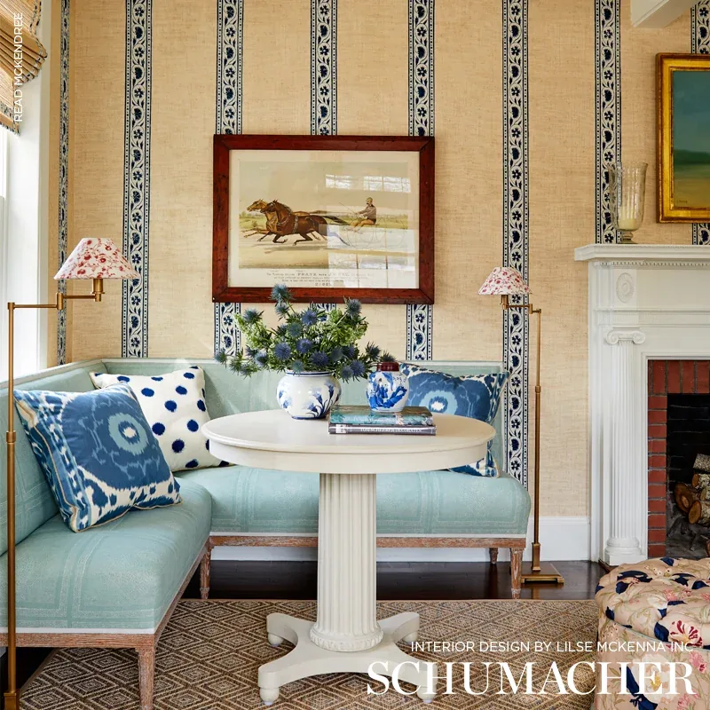 SAMARKAND IKAT II fabric PORCELAIN color by Schumacher