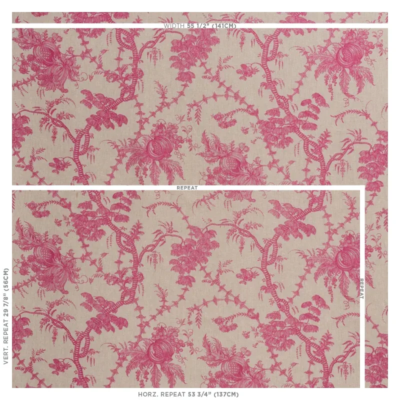 SAN CRISTOBAL TOILE fabric MAGENTA color by Schumacher