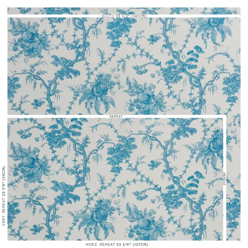 SAN CRISTOBAL TOILE Fabric – PEACOCK | Schumacher | Wallpape SAN CRISTOBAL TOILE fabric PEACOCK color by Schumacher