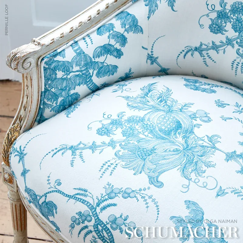 SAN CRISTOBAL TOILE Fabric – PEACOCK | Schumacher | Wallpape SAN CRISTOBAL TOILE fabric PEACOCK color by Schumacher
