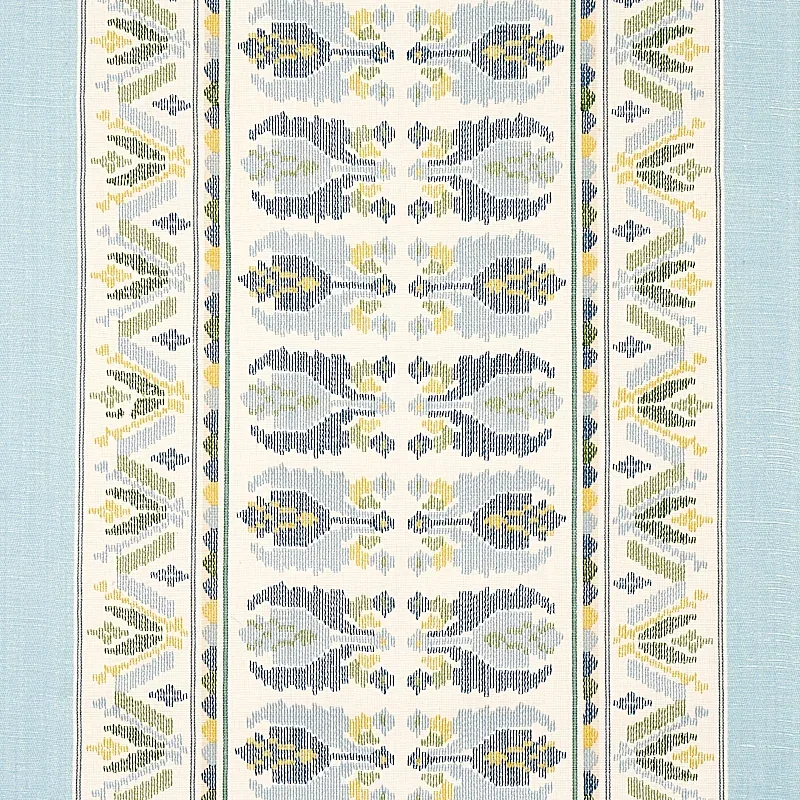SANDOR STRIPE EMBROIDERY Fabric – CHAMBRAY | Schumacher | Wa SANDOR STRIPE EMBROIDERY fabric CHAMBRAY color by Schumacher
