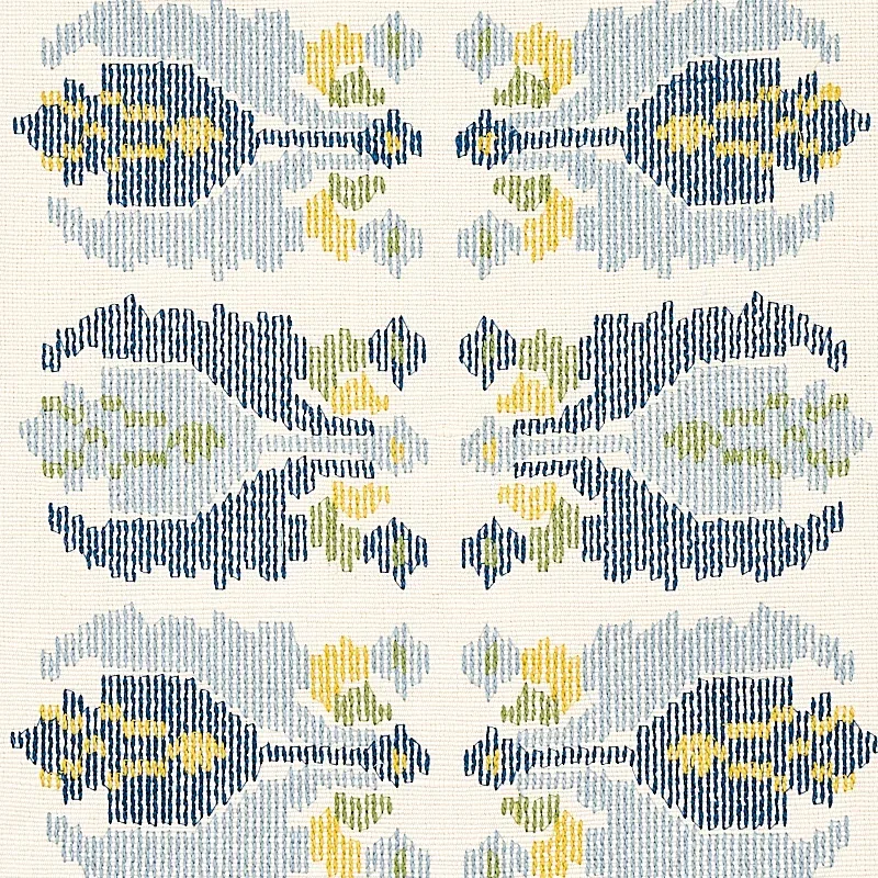 SANDOR STRIPE EMBROIDERY Fabric – CHAMBRAY | Schumacher | Wa SANDOR STRIPE EMBROIDERY fabric CHAMBRAY color by Schumacher