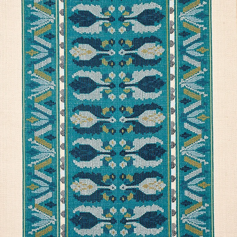 SANDOR STRIPE EMBROIDERY Fabric – PEACOCK | Schumacher | Wal SANDOR STRIPE EMBROIDERY fabric PEACOCK color by Schumacher