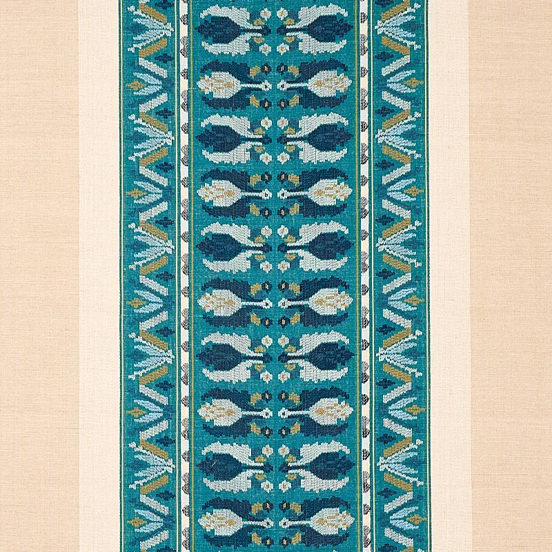 SANDOR STRIPE EMBROIDERY fabric PEACOCK color by Schumacher