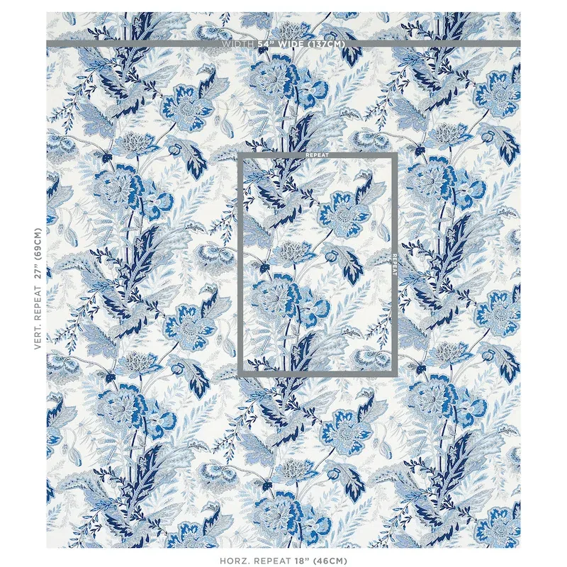 SANDOWAY VINE fabric DELFT color by Schumacher