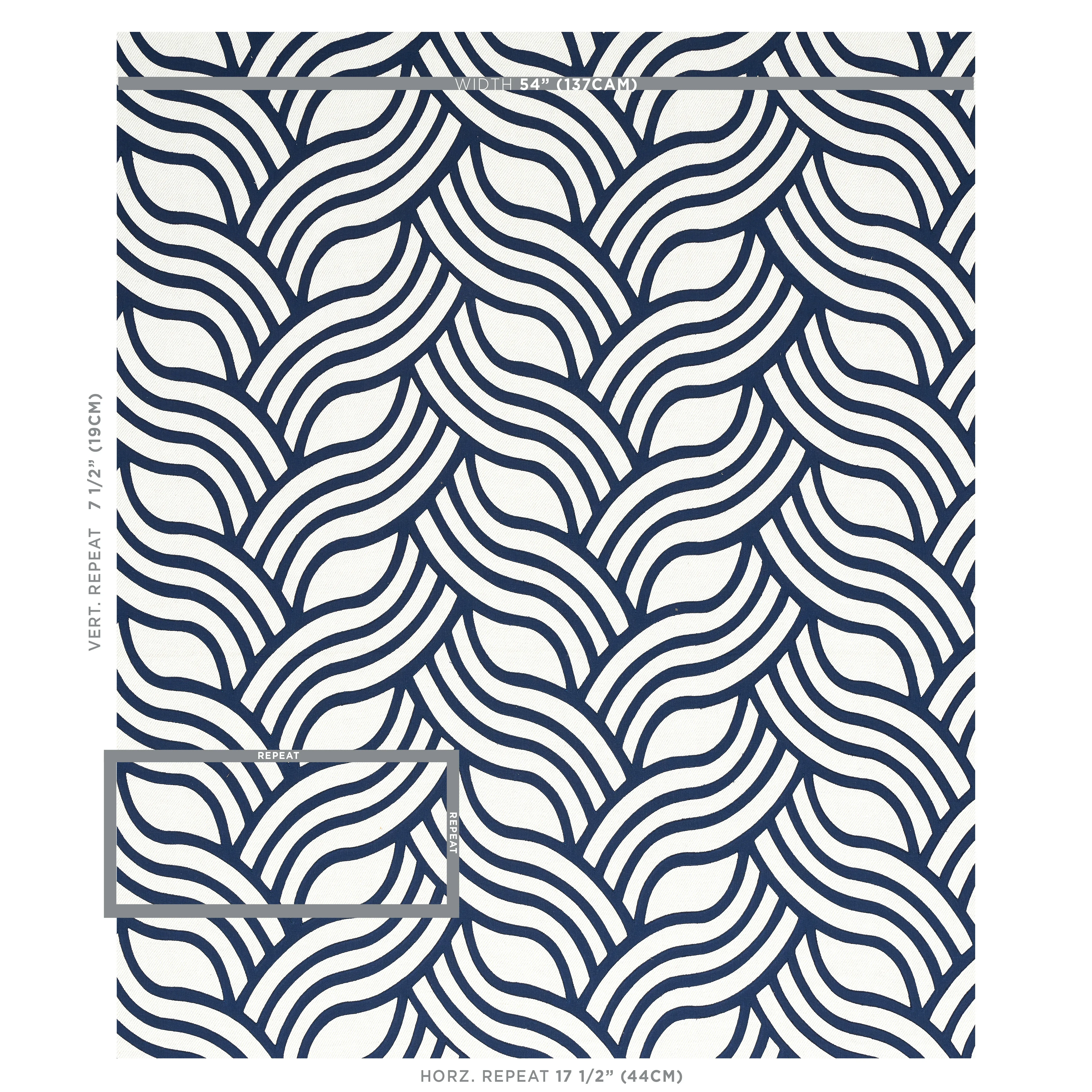 SANGOMAR APPLIQUÉ Fabric – NAVY | Schumacher | Wallpaper Twi SANGOMAR APPLIQUÉ fabric NAVY color by Schumacher