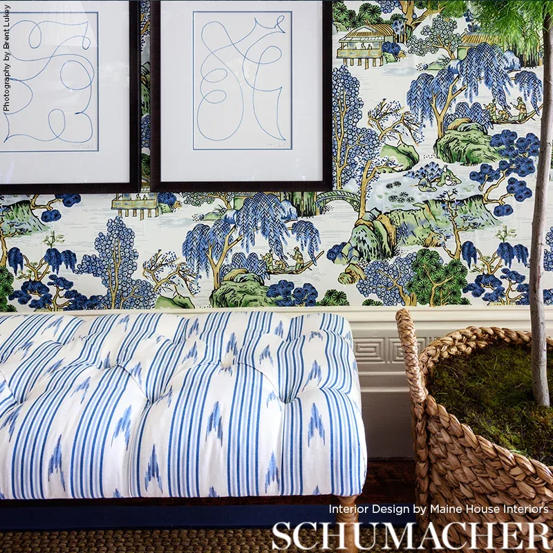 SANTA BARBARA IKAT Fabric – INDIGO | Schumacher | Wallpaper SANTA BARBARA IKAT fabric INDIGO color by Schumacher