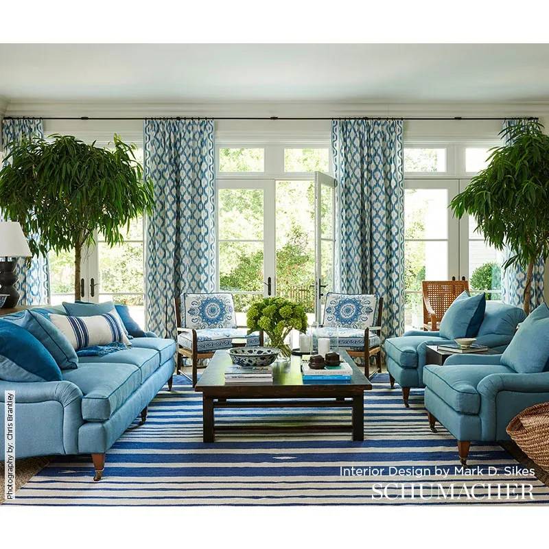 SANTA MONICA IKAT fabric CHINA BLUE color by Schumacher