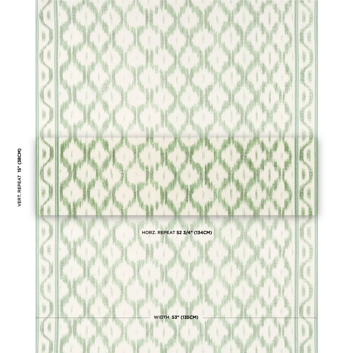 SANTA MONICA IKAT Fabric – LEAF GREEN | Schumacher | Wallpap SANTA MONICA IKAT fabric LEAF GREEN color by Schumacher