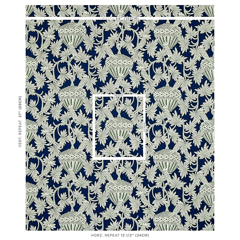 SANTAREM Fabric – NAVY | Schumacher | Wallpaper Twins SANTAREM fabric NAVY color by Schumacher