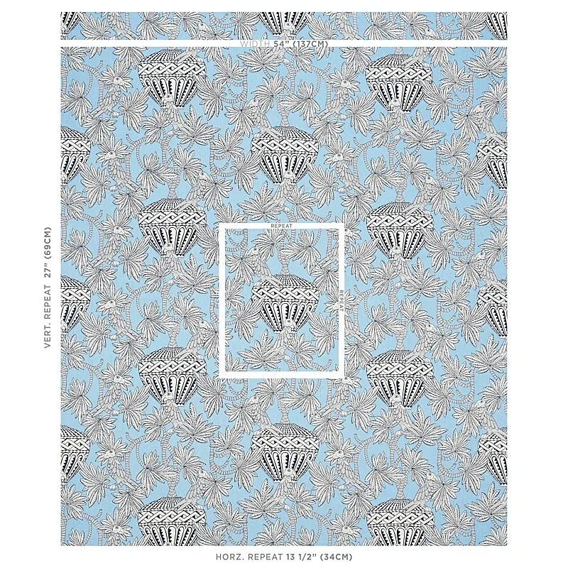 SANTAREM Fabric – SKY | Schumacher | Wallpaper Twins SANTAREM fabric SKY color by Schumacher