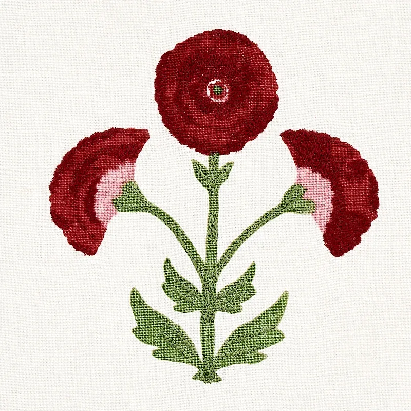 Saranda Flower Embroidery Fabric – CARDINAL | Schumacher | W Saranda Flower Embroidery fabric CARDINAL color by Schumacher