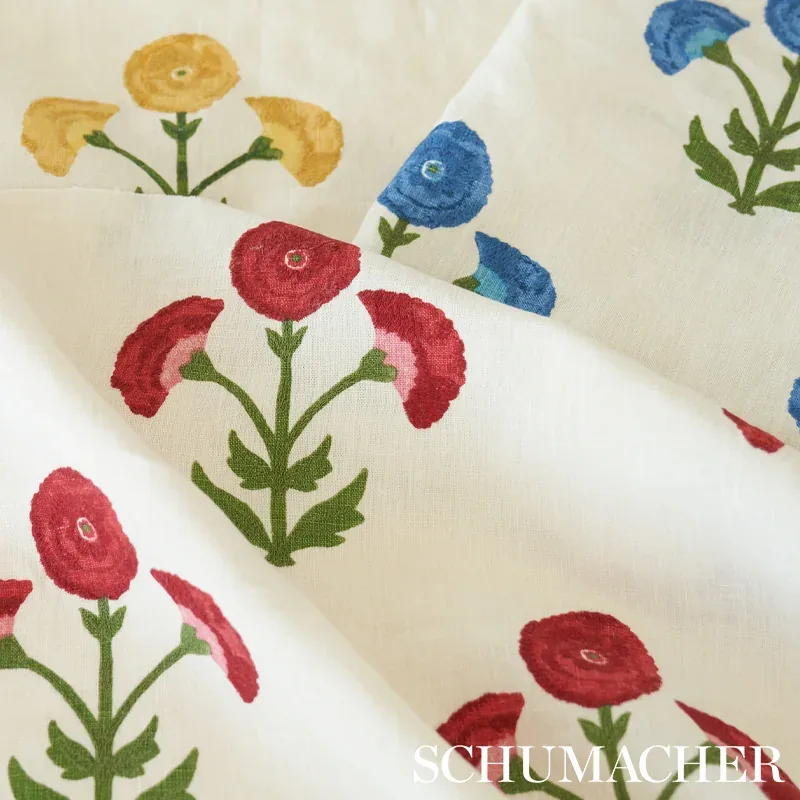 Saranda Flower Embroidery Fabric – CARDINAL | Schumacher | W Saranda Flower Embroidery fabric CARDINAL color by Schumacher