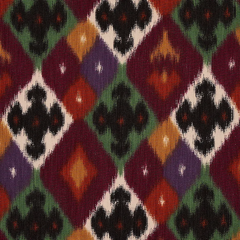 SASHA DIAMOND IKAT Fabric – JADE AND PLUM | Schumacher | Wal SASHA DIAMOND IKAT fabric JADE AND PLUM color by Schumacher